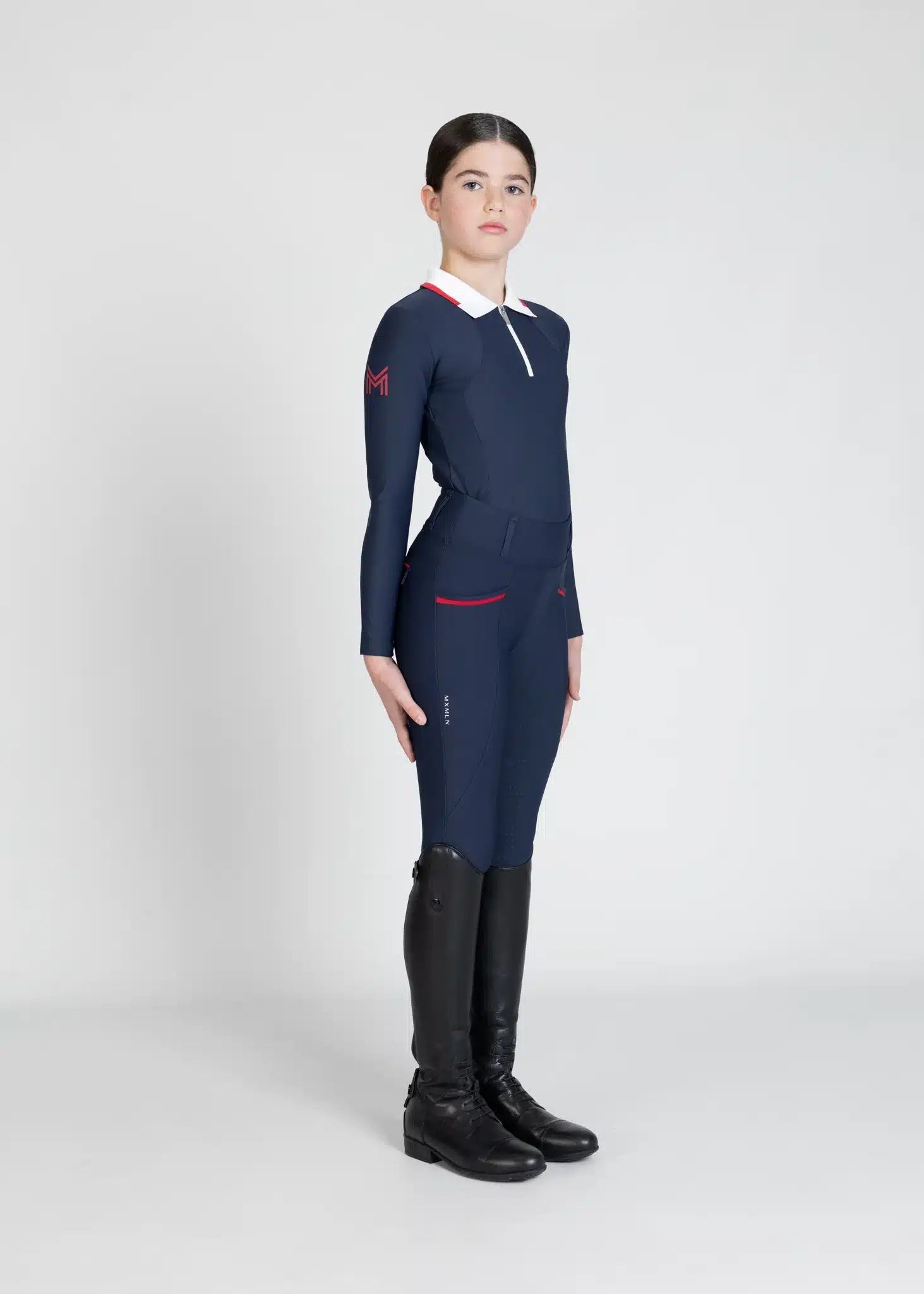 Maximilian Equestrian YR Concept Long Sleeve Polo Shirt (Navy) by Maximilian Equestrian at  Try a Bit