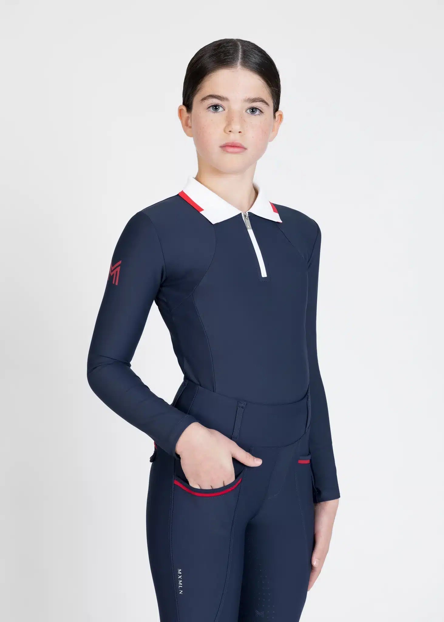Maximilian Equestrian YR Concept Long Sleeve Polo Shirt (Navy) by Maximilian Equestrian at  Try a Bit