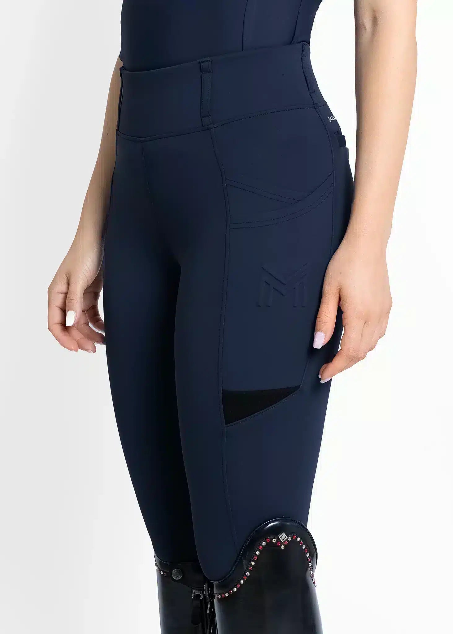 Maximilian Equestrian Tech Riding Leggings Navy by Maximilian Equestrian at  Try a Bit