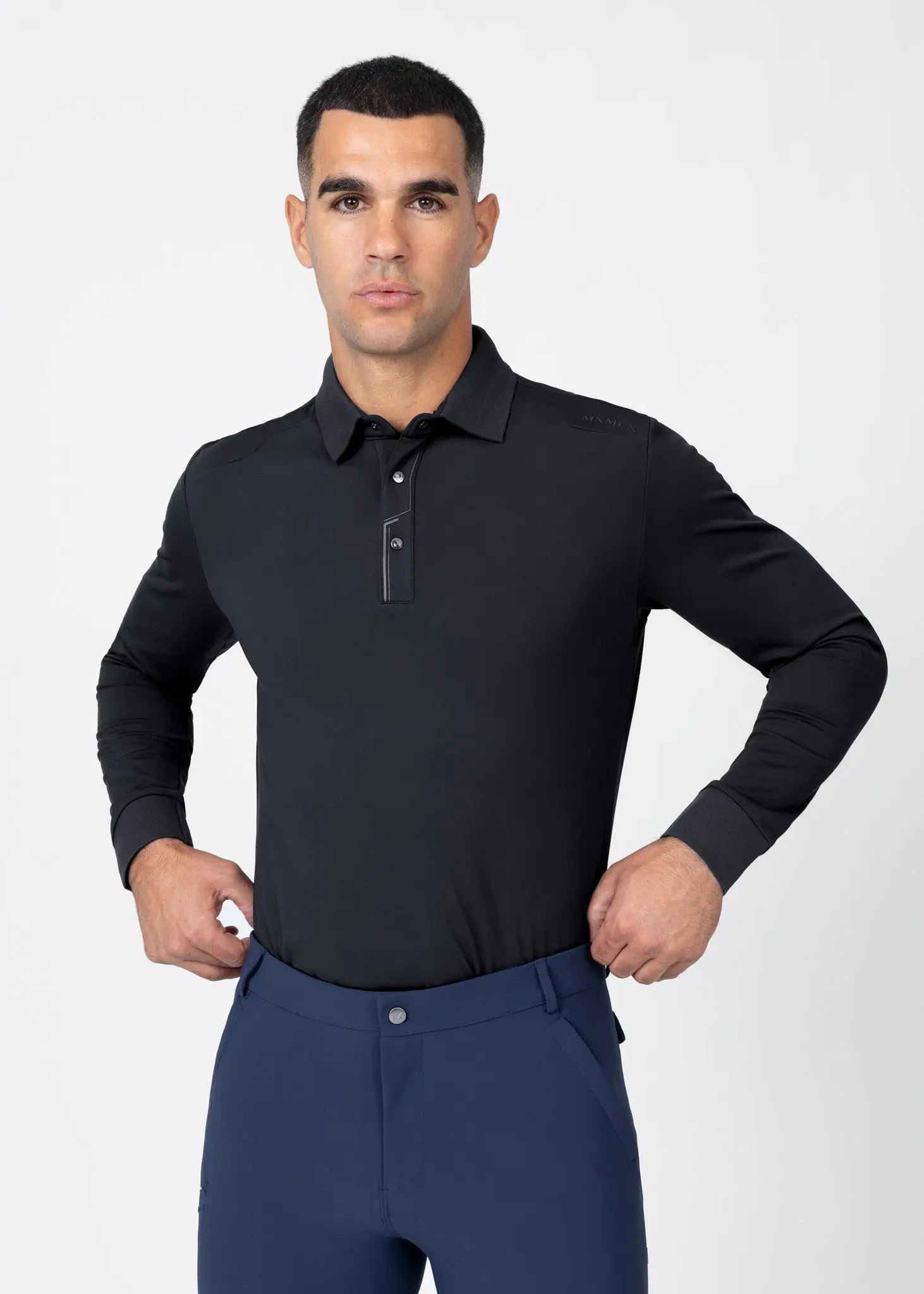 Volt Polo Shirt (Black) by Maximilian Equestrian at  Try A Bit
