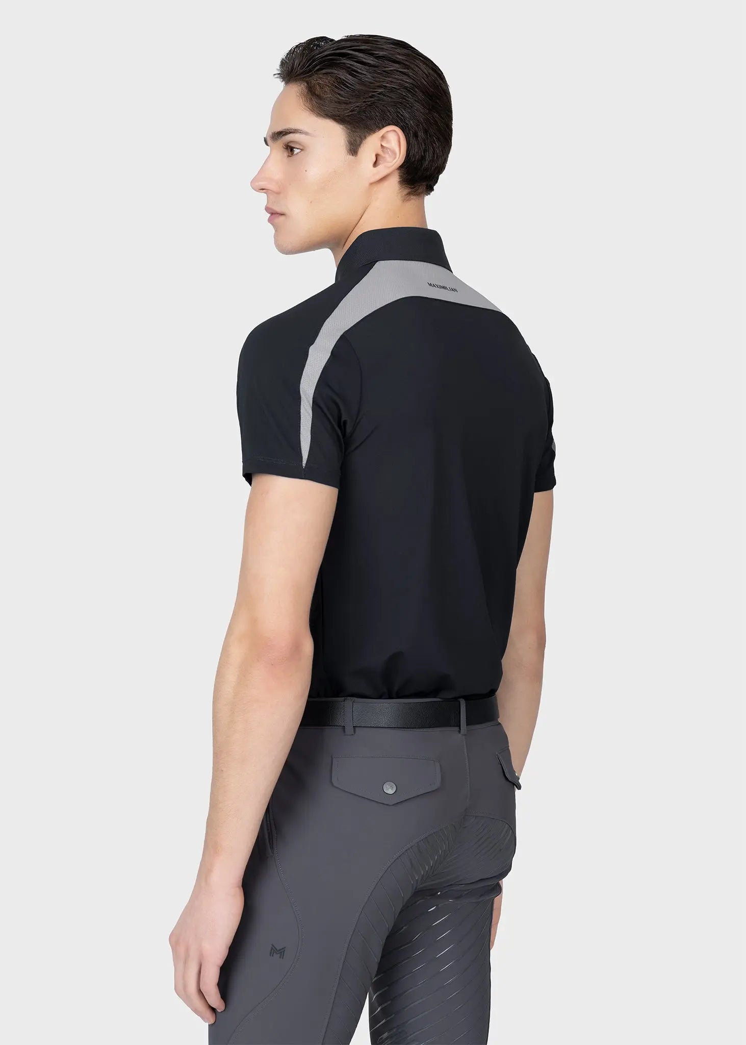 Court Polo Shirt (Black/Grey) by Maximilian Equestrian at  Try A Bit