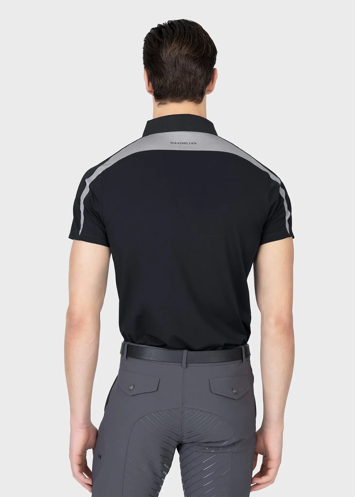 Court Polo Shirt (Black/Grey) by Maximilian Equestrian at  Try A Bit