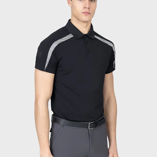 Court Polo Shirt (Black/Grey) by Maximilian Equestrian at  Try A Bit