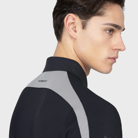 Court Polo Shirt (Black/Grey) by Maximilian Equestrian at  Try A Bit