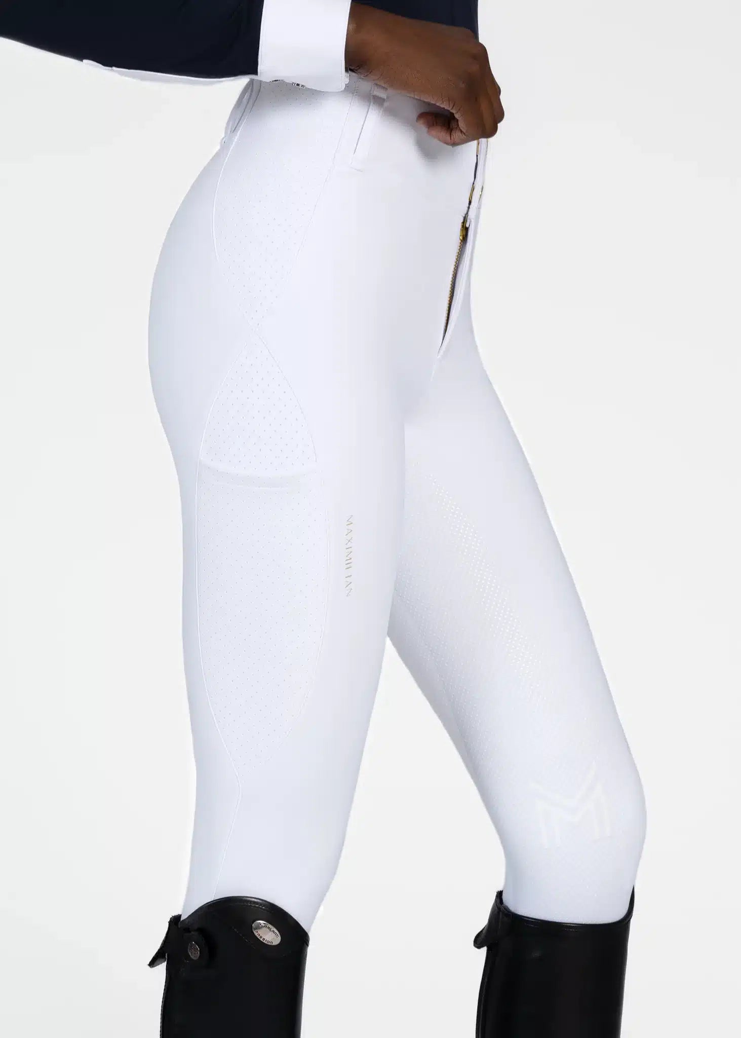 Maximilian Equestrian Aero Breeches White/Gold by Maximilian Equestrian at  Try a Bit