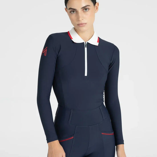 Maximilian Equestrian Concept Long Sleeve Polo Shirt (Navy) by Maximilian Equestrian at  Try a Bit