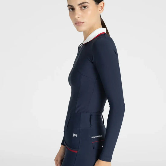 Maximilian Equestrian Concept Long Sleeve Polo Shirt (Navy) by Maximilian Equestrian at  Try a Bit