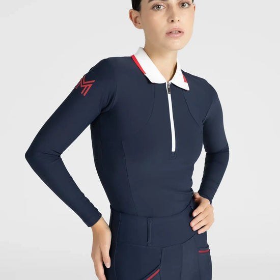 Maximilian Equestrian Concept Long Sleeve Polo Shirt (Navy) by Maximilian Equestrian at  Try a Bit