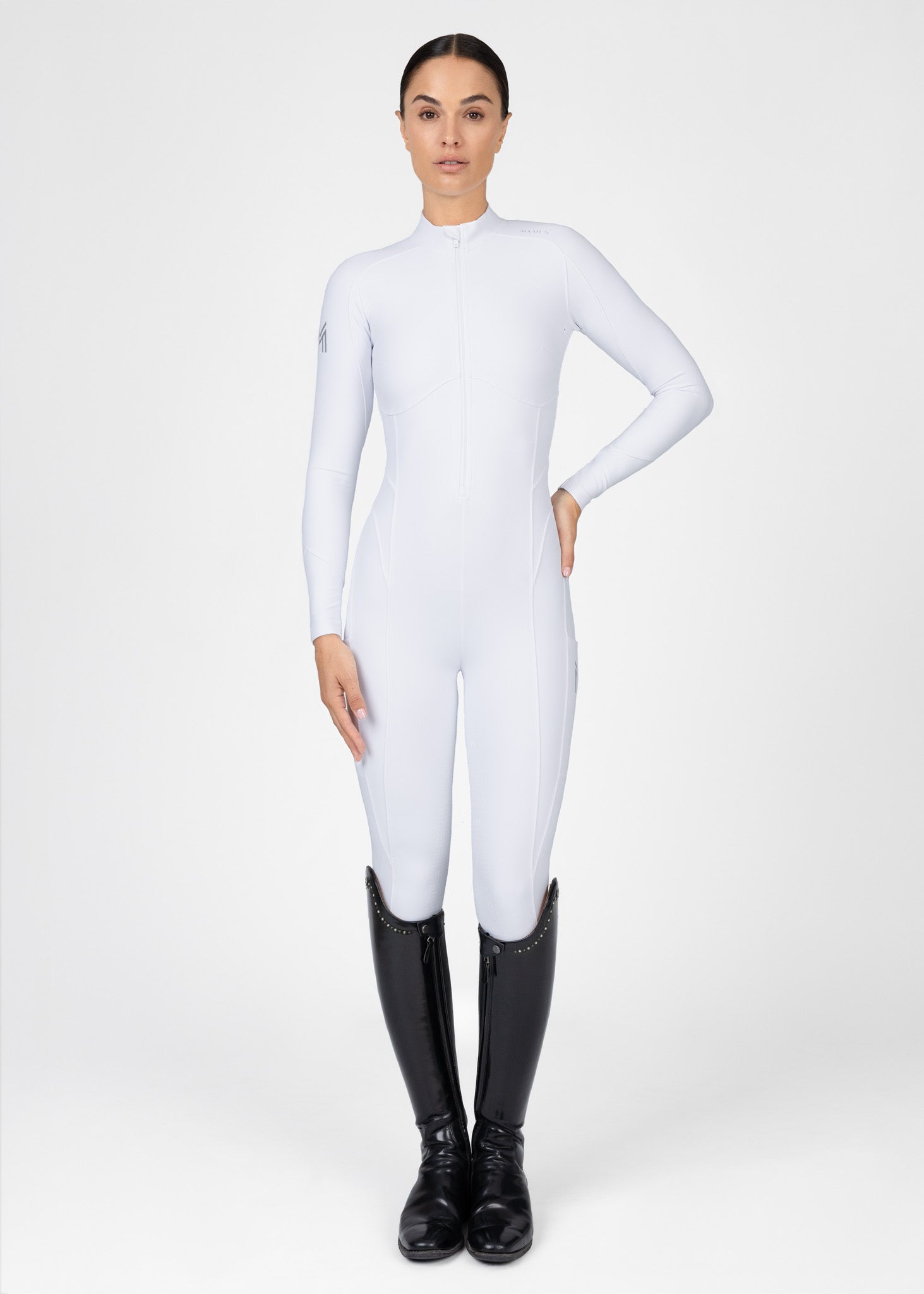 Femme Riding Jumpsuit (White) by Maximilian Equestrian at  Try A Bit