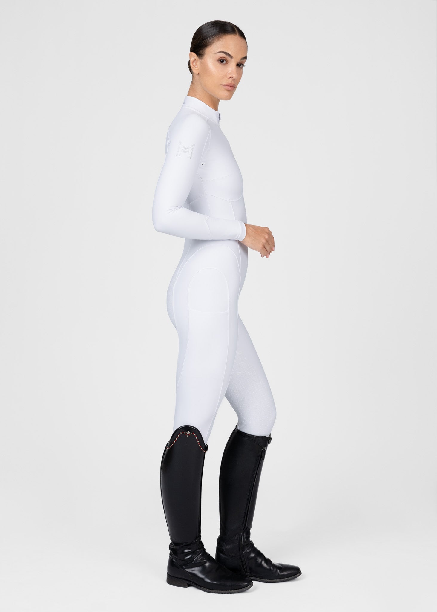 Femme Riding Jumpsuit (White) by Maximilian Equestrian at  Try A Bit