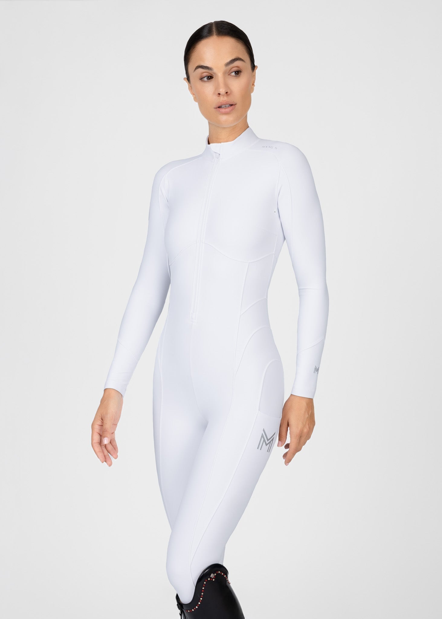 Femme Riding Jumpsuit (White) by Maximilian Equestrian at  Try A Bit