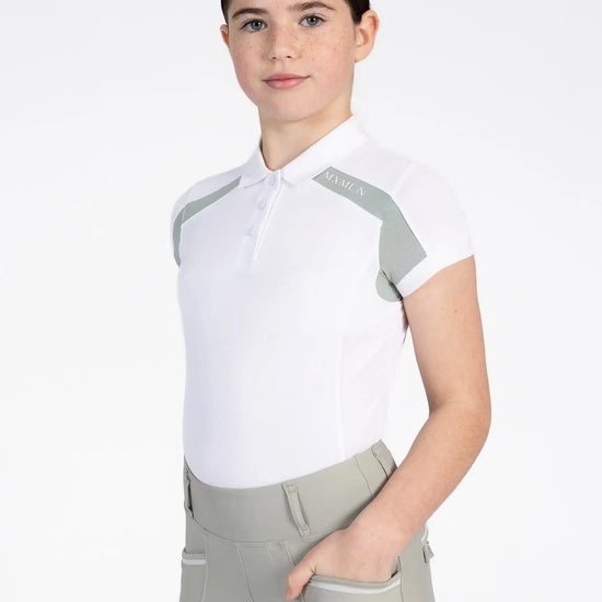 YR Aveen Polo Shirt (White/Laurel) by Maximilian Equestrian at  Try A Bit