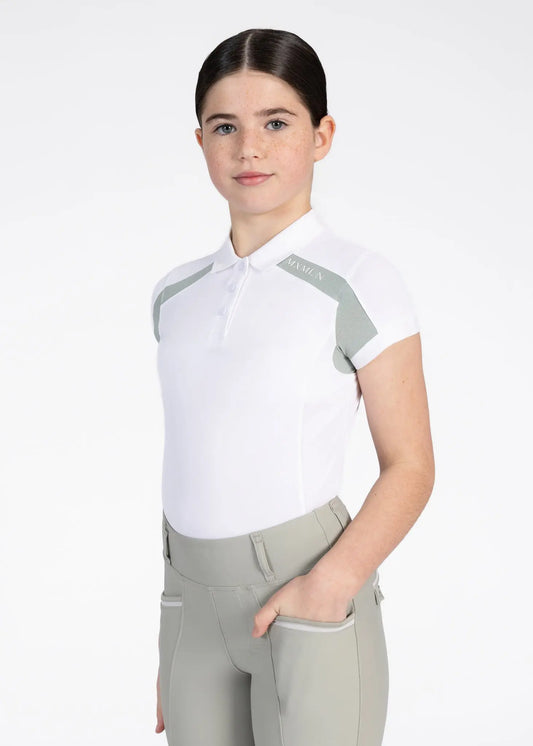 YR Aveen Polo Shirt (White/Laurel) by Maximilian Equestrian at  Try A Bit