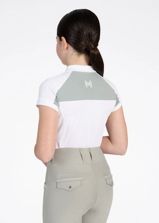 YR Aveen Polo Shirt (White/Laurel) by Maximilian Equestrian at  Try A Bit