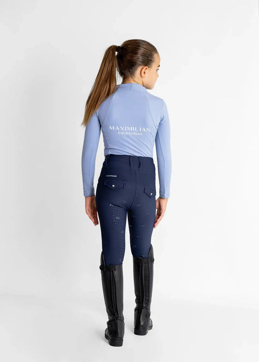 Maximilian Equestrian YR Long Sleeve Base Layer (Iris Blue) by Maximilian Equestrian at  Try a Bit