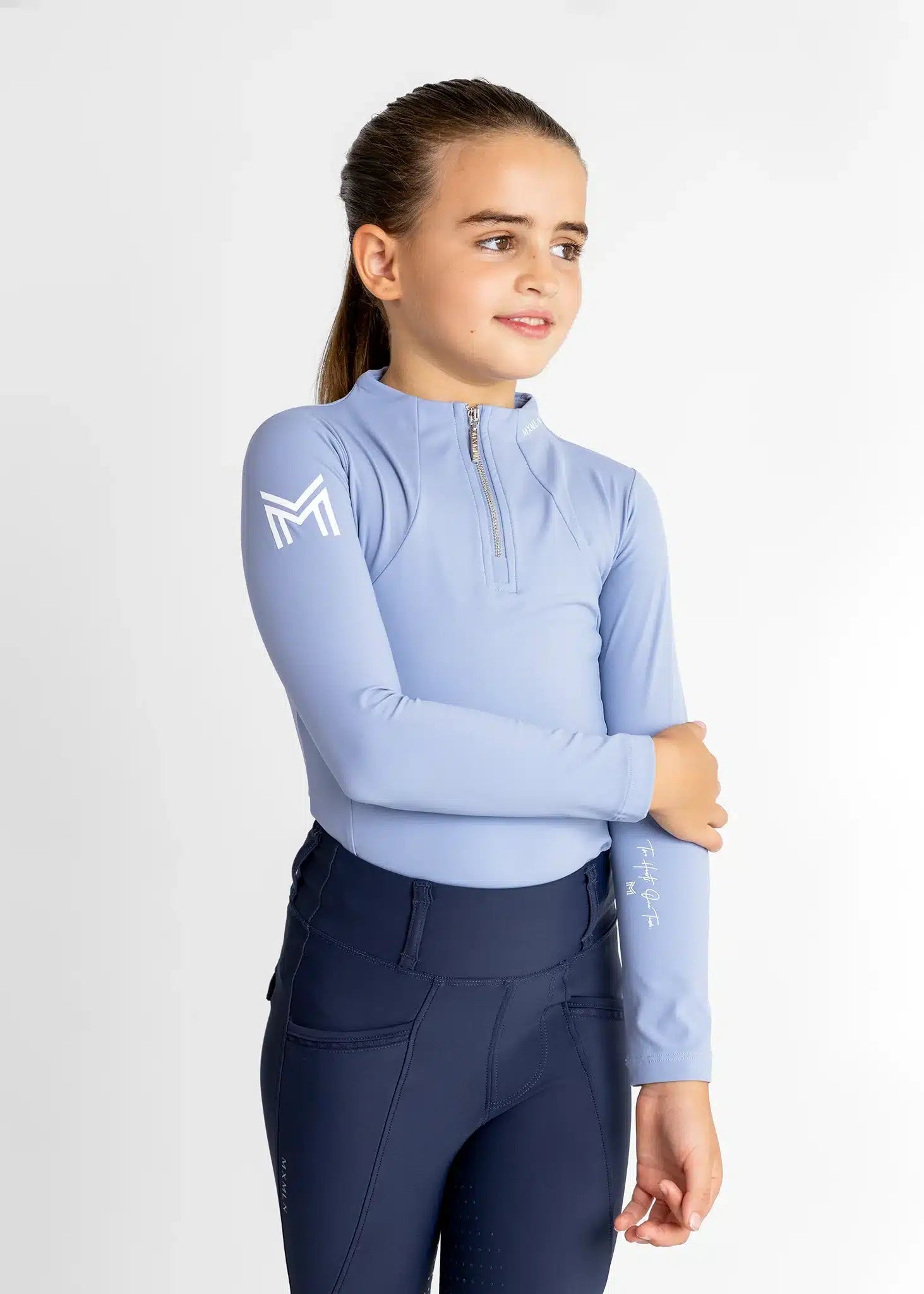 Maximilian Equestrian YR Long Sleeve Base Layer (Iris Blue) by Maximilian Equestrian at  Try a Bit