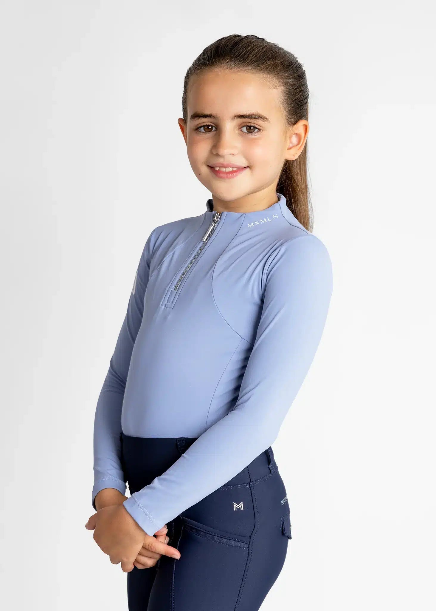 Maximilian Equestrian YR Long Sleeve Base Layer (Iris Blue) by Maximilian Equestrian at  Try a Bit