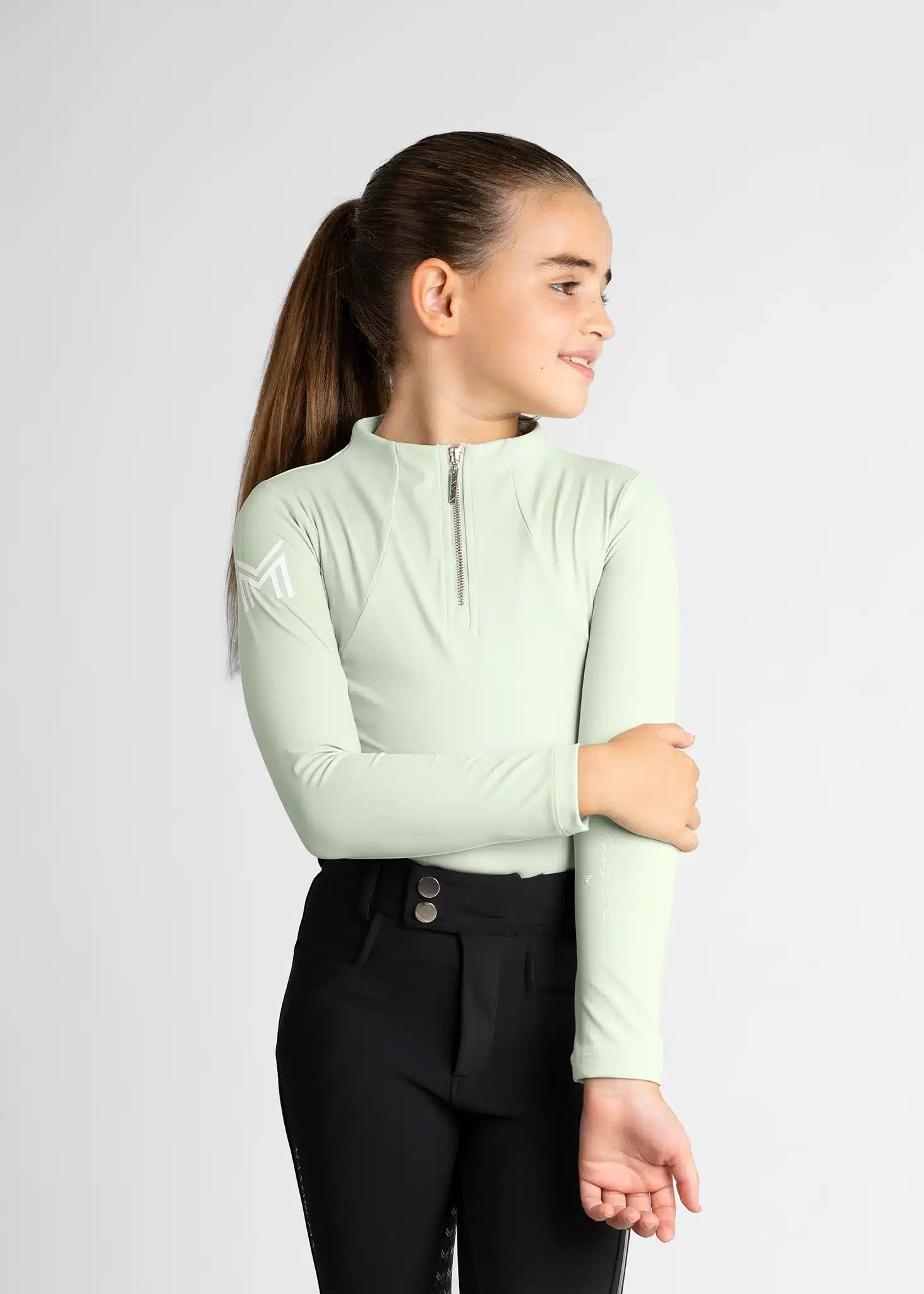 Maximilian Equestrian YR Long Sleeve Base Layer (Sage Green) by Maximilian Equestrian at  Try a Bit