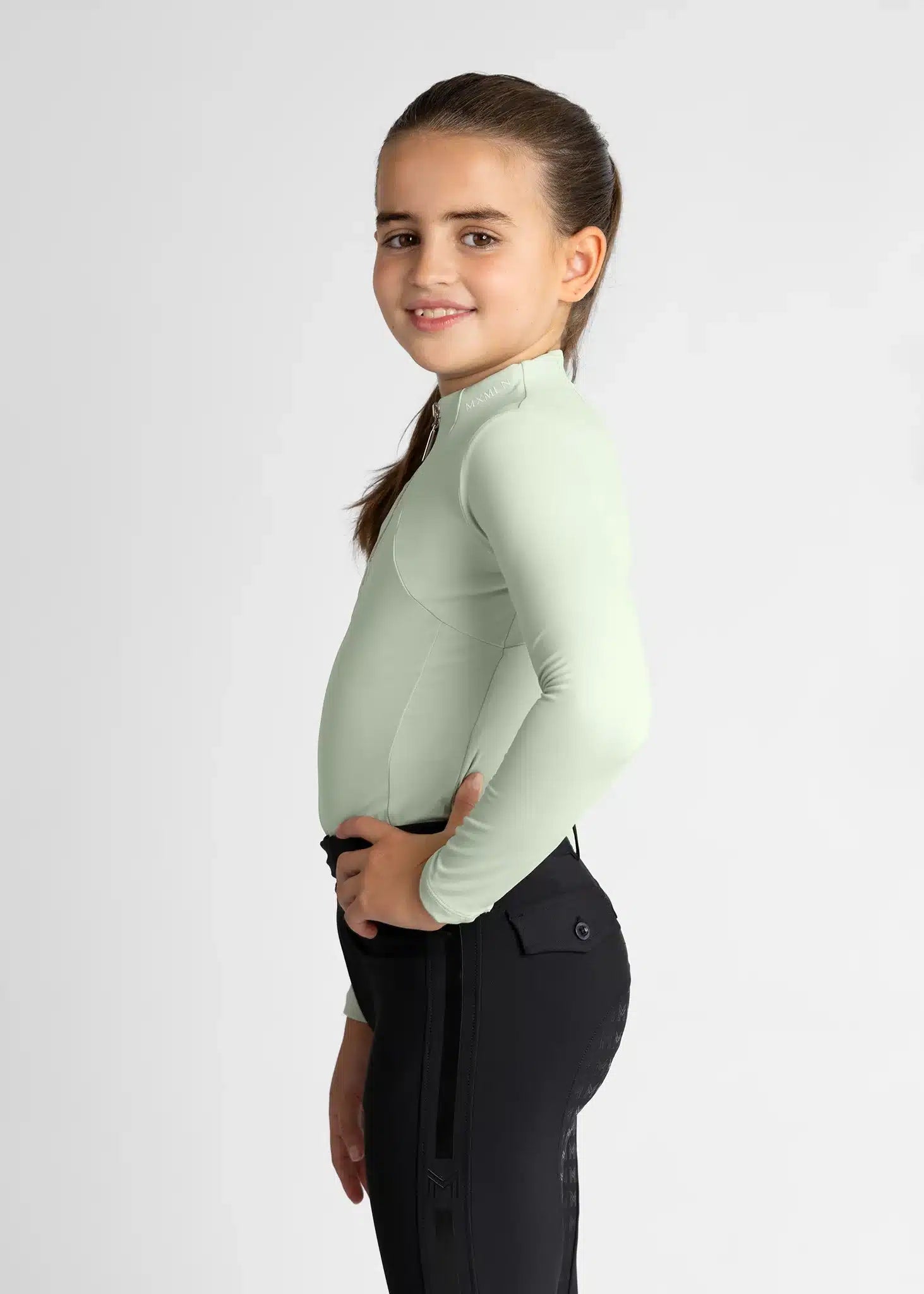Maximilian Equestrian YR Long Sleeve Base Layer (Sage Green) by Maximilian Equestrian at  Try a Bit