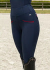 Maximilian Equestrian Pro Riding Leggings Navy/Red by Maximilian Equestrian at  Try a Bit