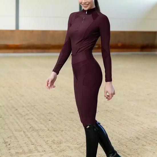 Maximilian Equestrian Outline Riding Leggings Burgundy by Maximilian Equestrian at  Try a Bit