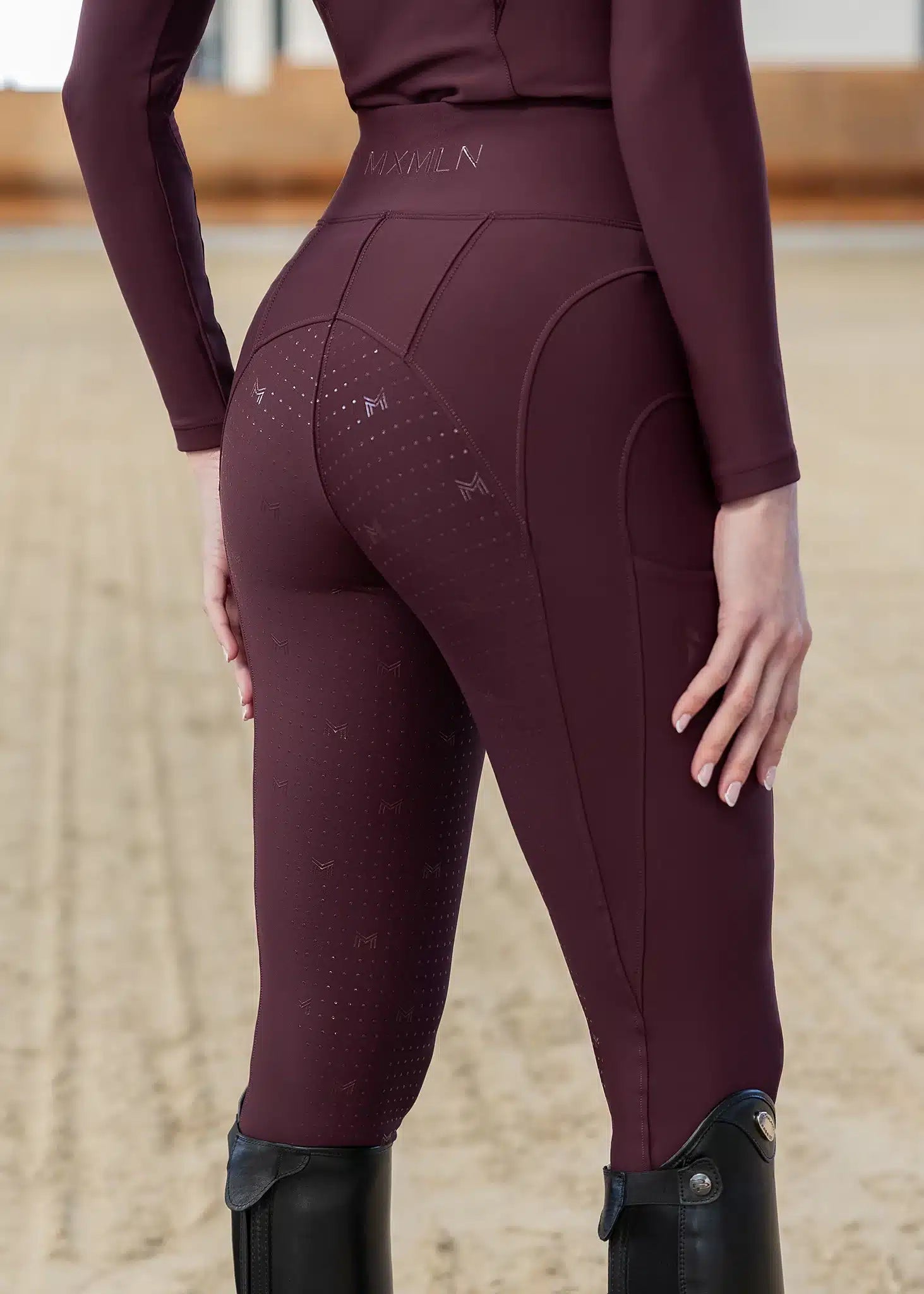 Maximilian Equestrian Outline Riding Leggings Burgundy by Maximilian Equestrian at  Try a Bit