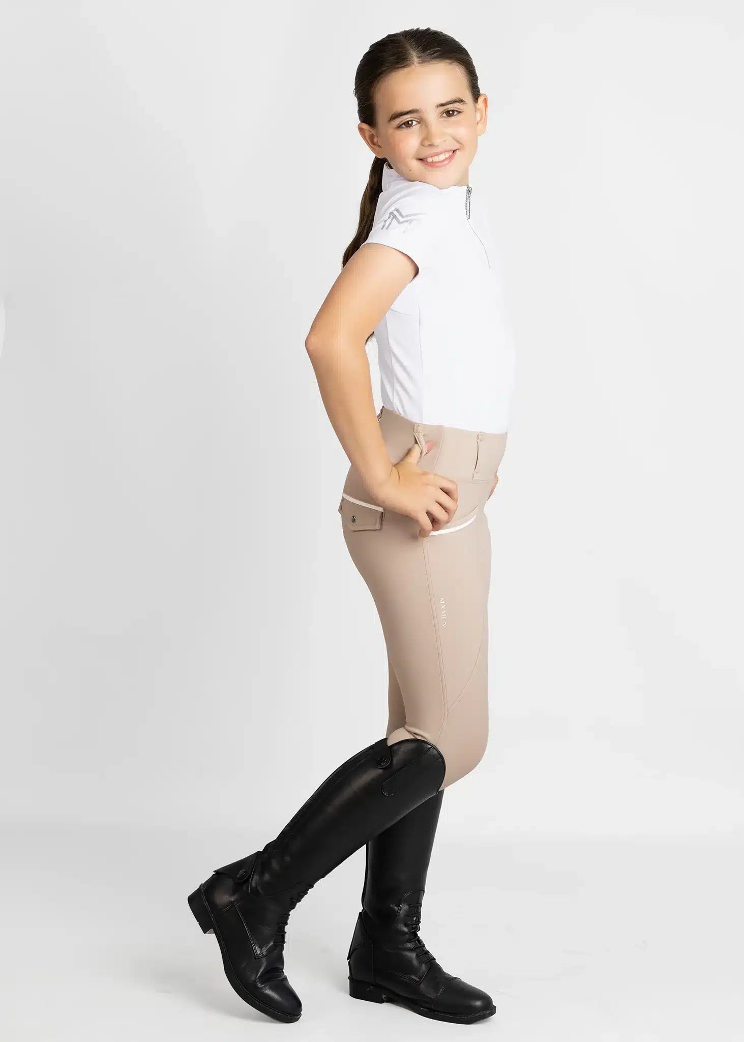 Maximilian Equestrian YR Pro Riding Leggings (Beige) by Maximilian Equestrian at  Try a Bit