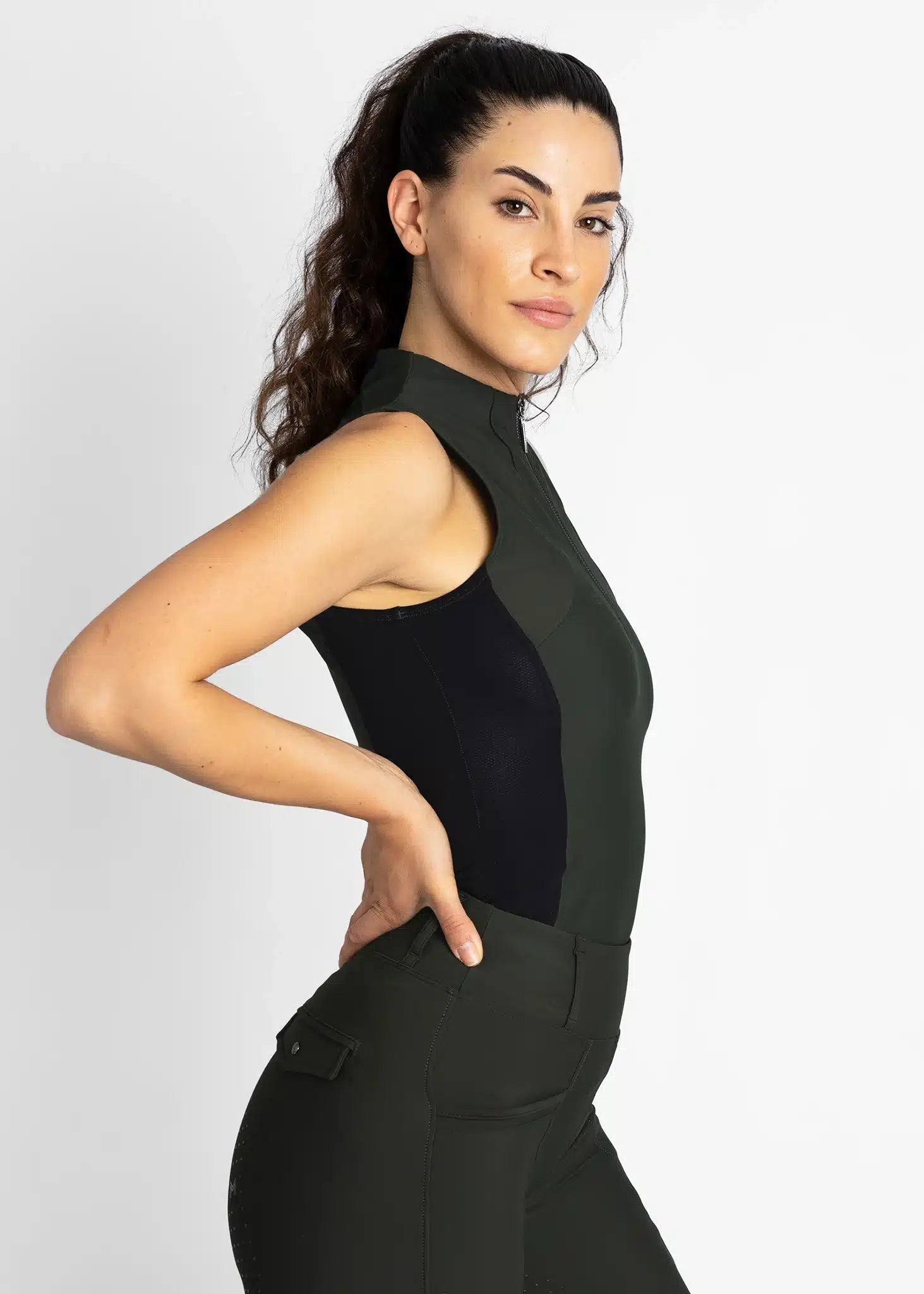 Maximilian Equestrian Sleeveless Base Layer (Hunter Green) by Maximilian Equestrian at  Try a Bit