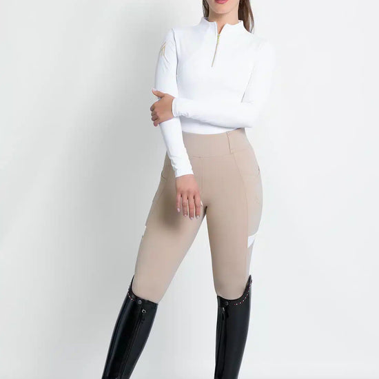 Maximilian Equestrian Tech Riding Leggings Beige by Maximilian Equestrian at  Try a Bit