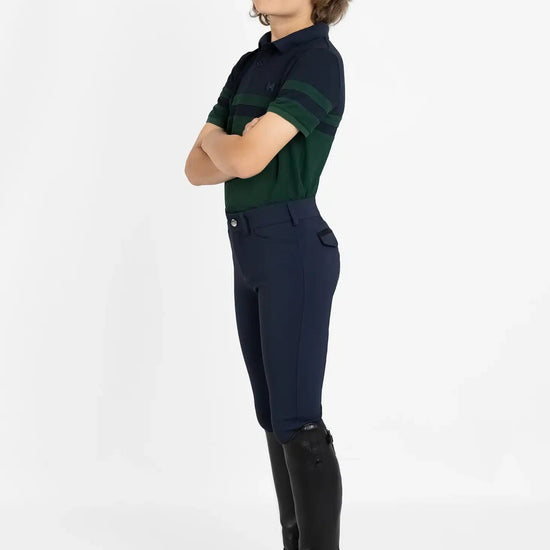 Maximilian Equestrian YR Glee Polo Shirt (Green/Navy) by Maximilian Equestrian at  Try a Bit