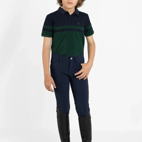 Maximilian Equestrian YR Glee Polo Shirt (Green/Navy) by Maximilian Equestrian at  Try a Bit