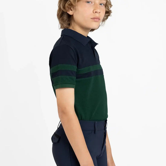 Maximilian Equestrian YR Glee Polo Shirt (Green/Navy) by Maximilian Equestrian at  Try a Bit
