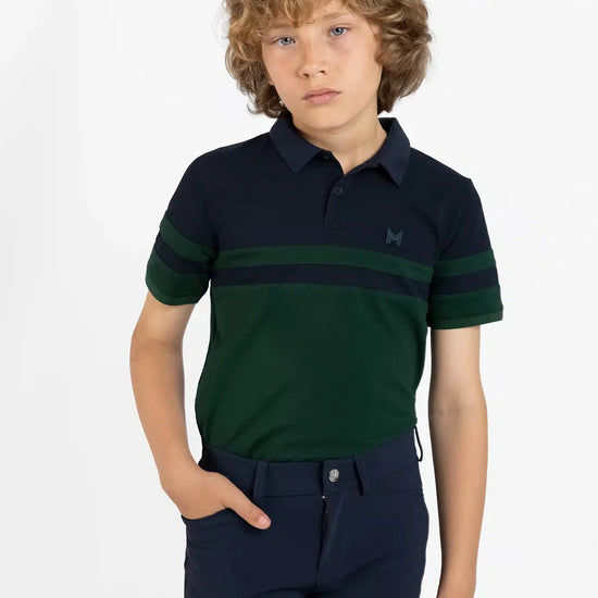 Maximilian Equestrian YR Glee Polo Shirt (Green/Navy) by Maximilian Equestrian at  Try a Bit