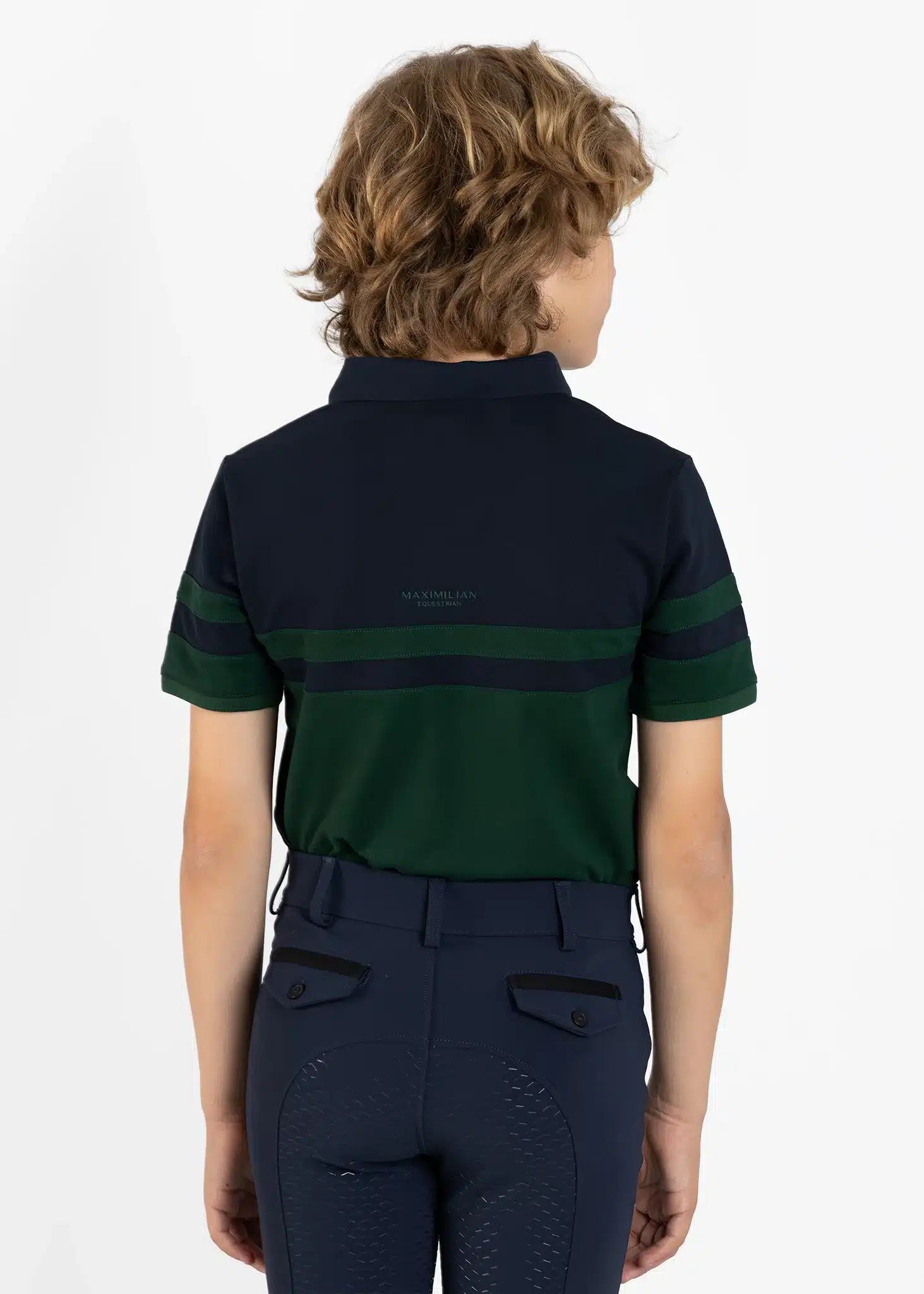 Maximilian Equestrian YR Glee Polo Shirt (Green/Navy) by Maximilian Equestrian at  Try a Bit