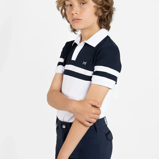 Maximilian Equestrian YR Glee Polo Shirt (White/Navy) by Maximilian Equestrian at  Try a Bit