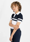 Maximilian Equestrian YR Glee Polo Shirt (White/Navy) by Maximilian Equestrian at  Try a Bit