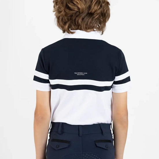 Maximilian Equestrian YR Glee Polo Shirt (White/Navy) by Maximilian Equestrian at  Try a Bit