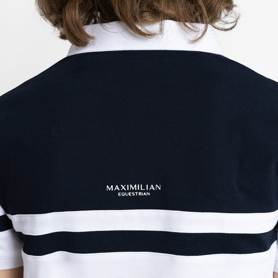 Maximilian Equestrian YR Glee Polo Shirt (White/Navy) by Maximilian Equestrian at  Try a Bit