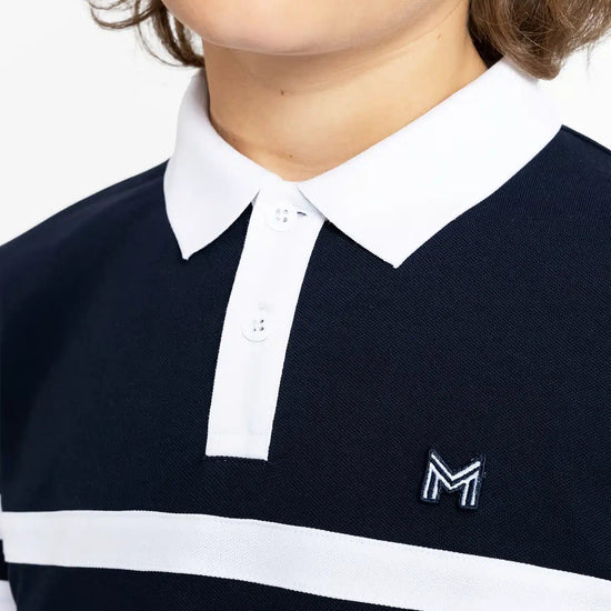 Maximilian Equestrian YR Glee Polo Shirt (White/Navy) by Maximilian Equestrian at  Try a Bit