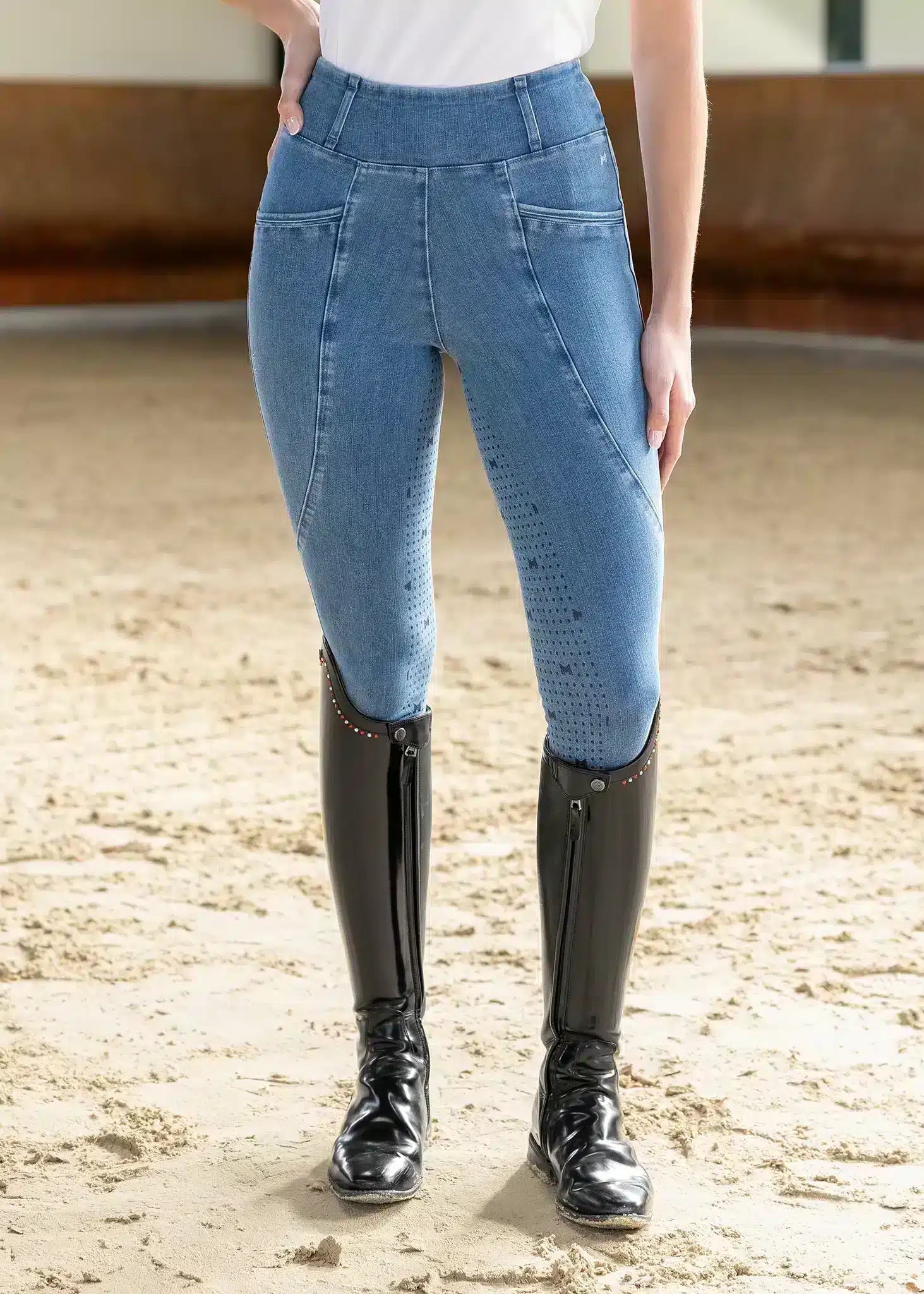 Maximilian Equestrian Pro Riding Leggings Denim by Maximilian Equestrian at  Try a Bit