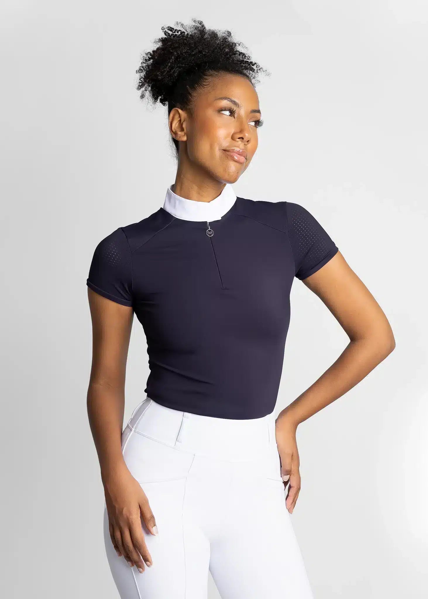 Maximilian Equestrian Air Short Sleeve Show Shirt Navy by Maximilian Equestrian at  Try a Bit