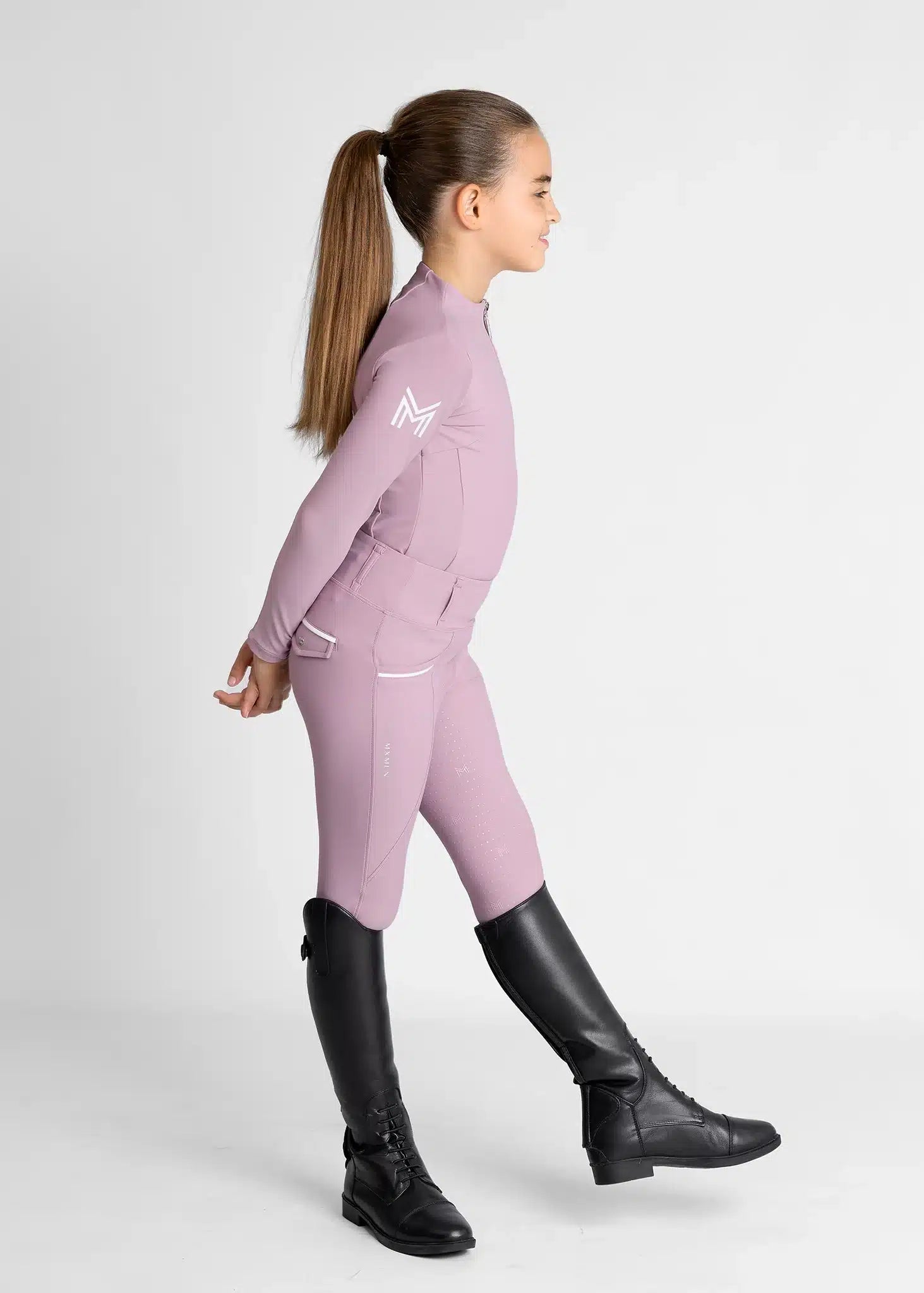 Maximilian Equestrian YR Pro Riding Leggings (Mauve) by Maximilian Equestrian at  Try a Bit
