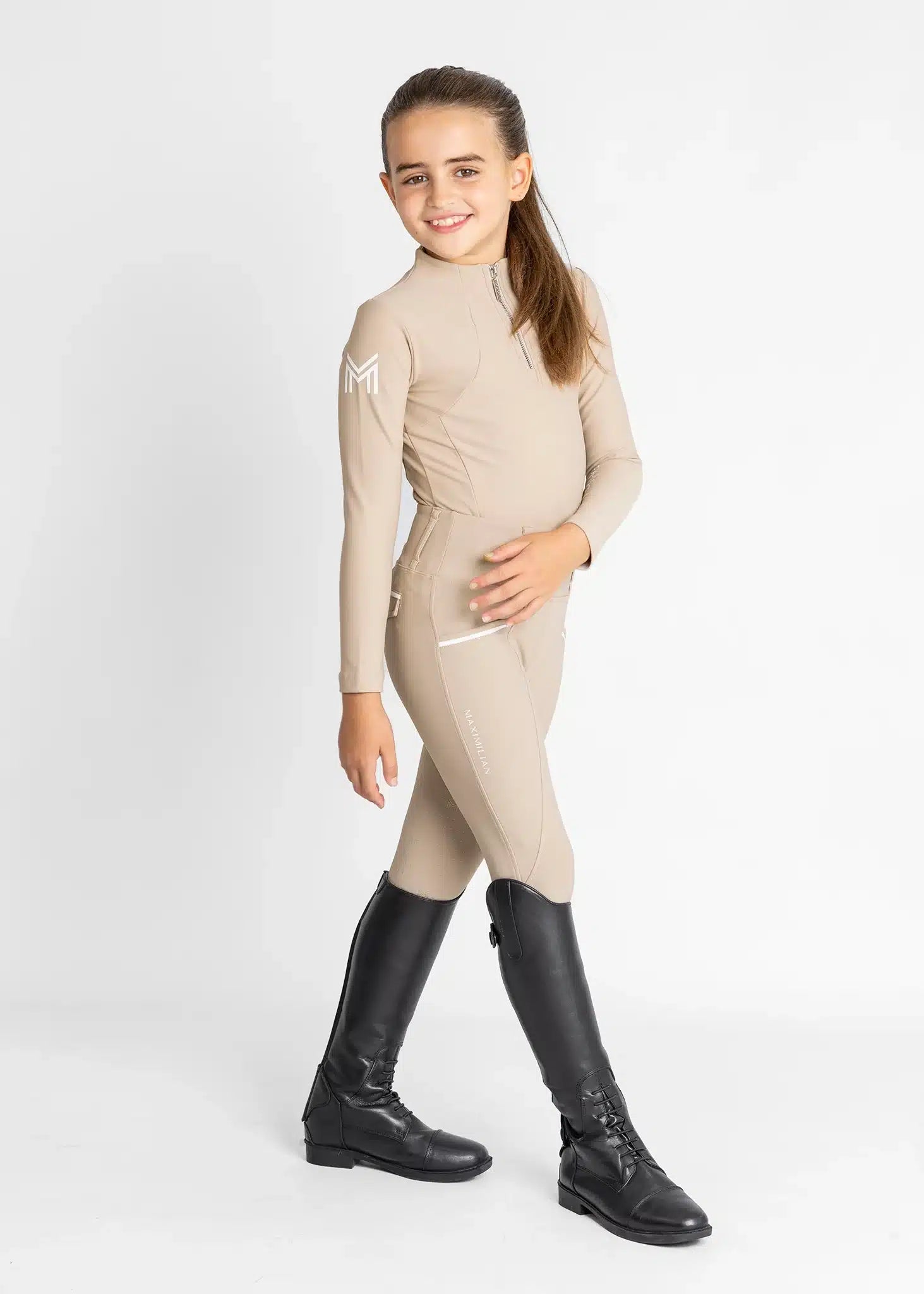 Maximilian Equestrian YR Long Sleeve Base Layer (Beige) by Maximilian Equestrian at  Try a Bit