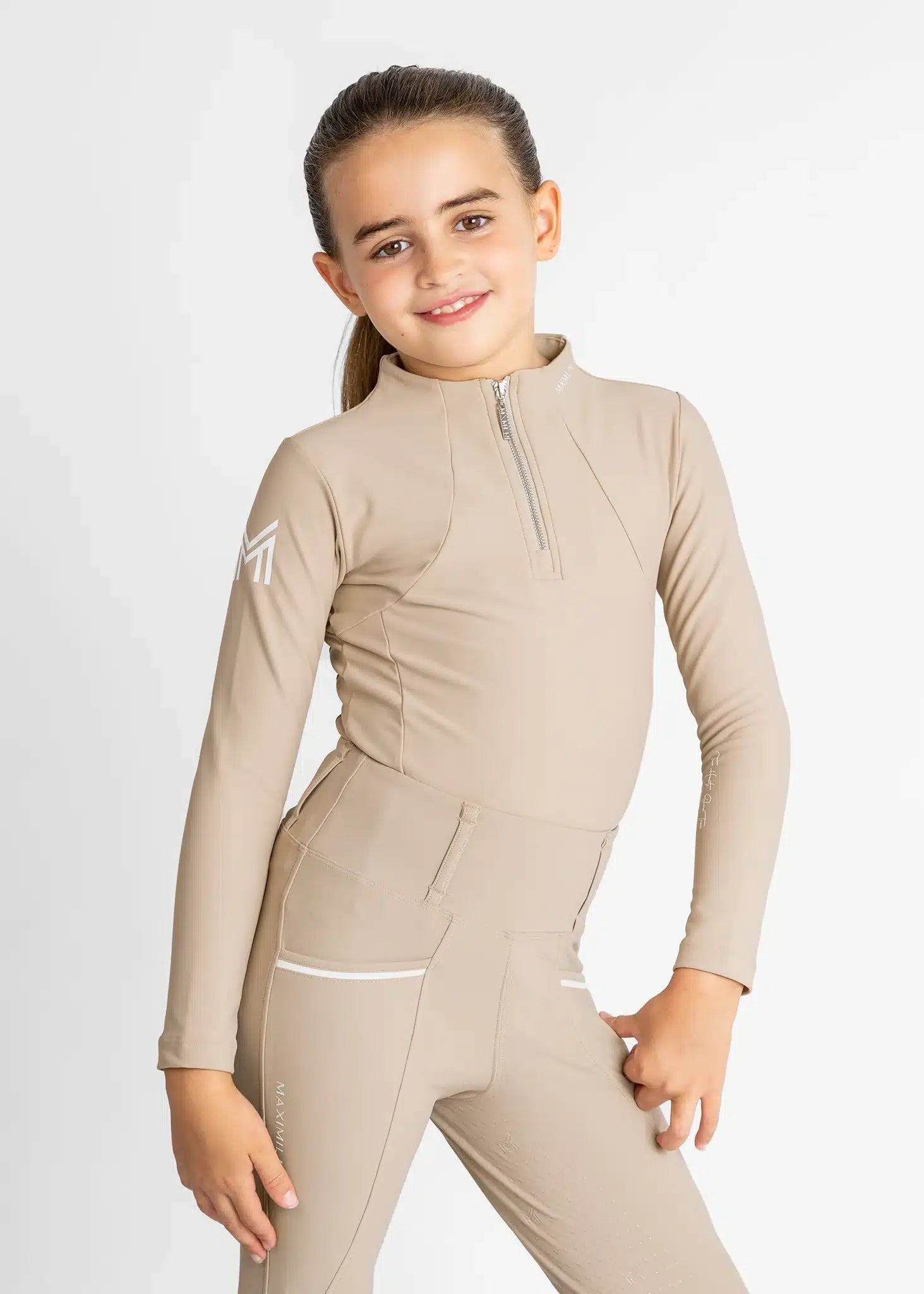 Maximilian Equestrian YR Long Sleeve Base Layer (Beige) by Maximilian Equestrian at  Try a Bit