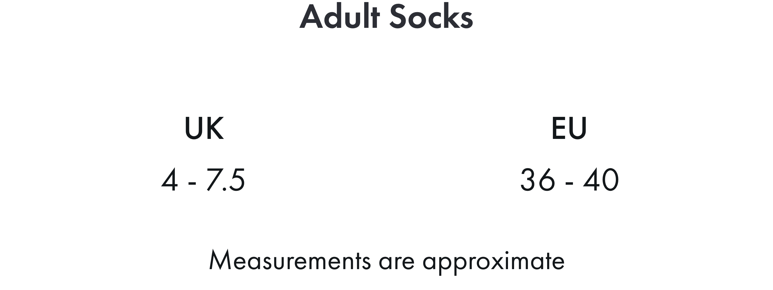 Premier Equine Adults 4 Season Socks – Size chart