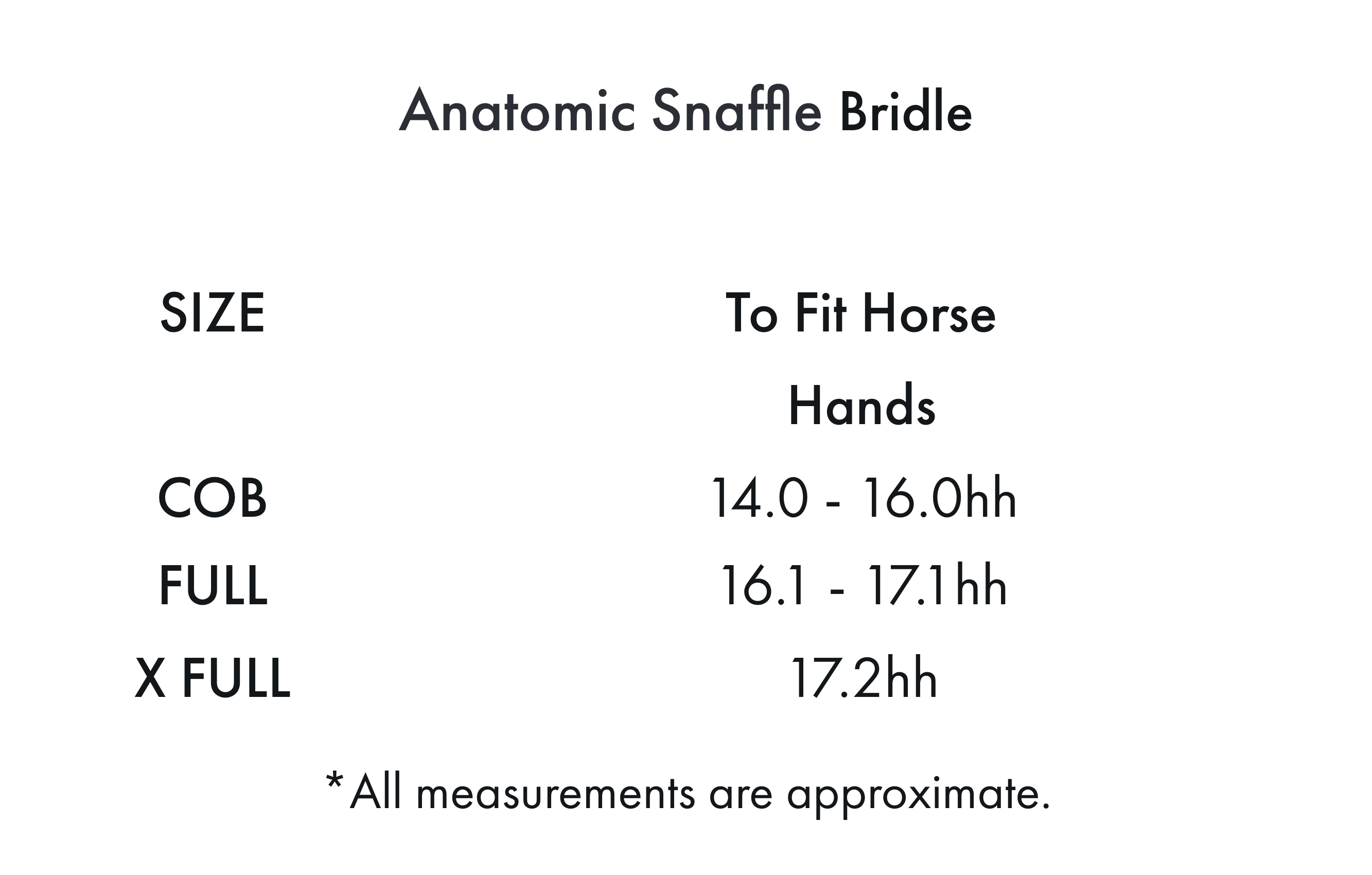 Premier Equine Stellazio Anatomic Snaffle Bridle with Flash – Size chart