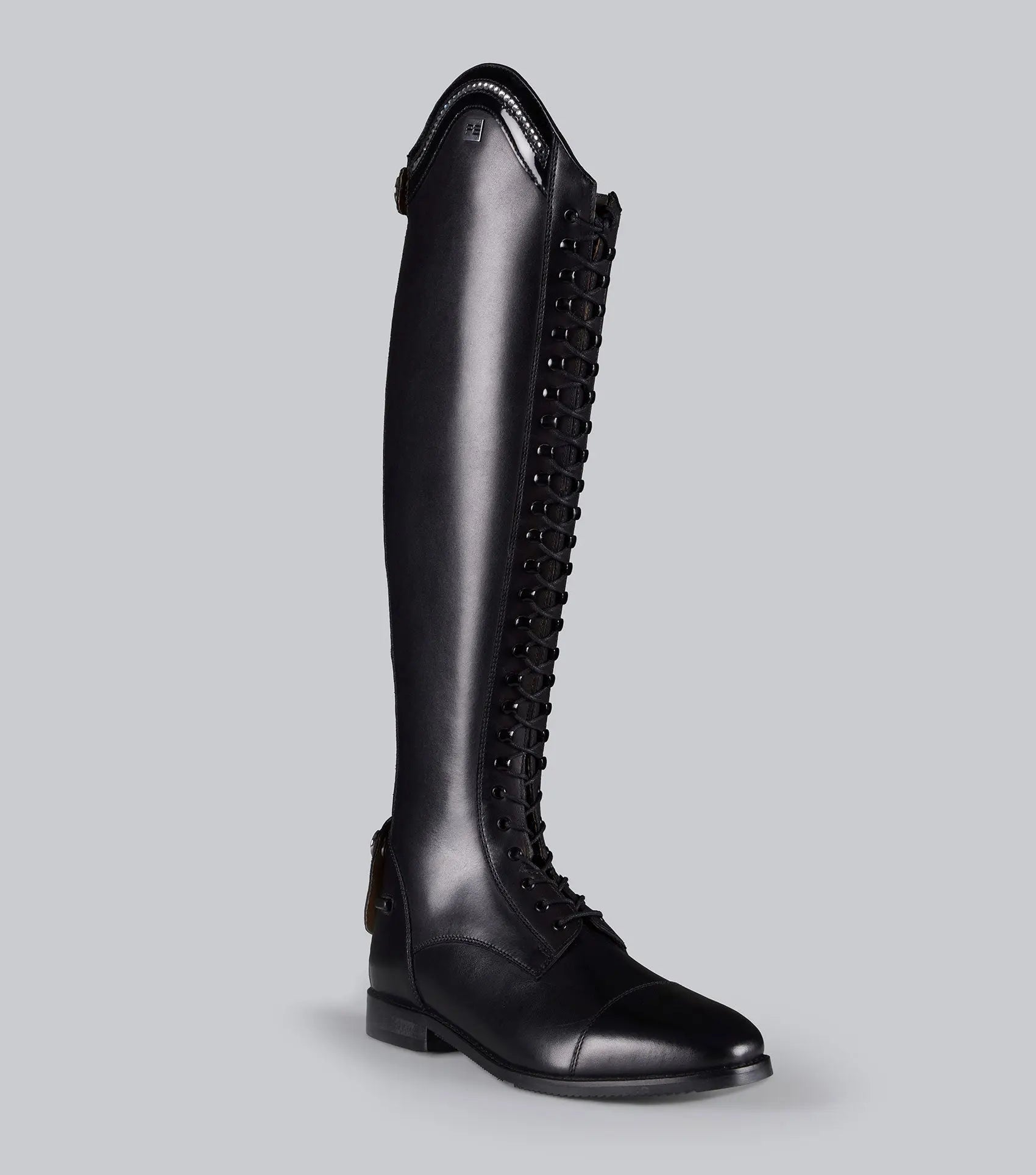 Astra Womens Lace Front Tall Leather Riding Boots Black by Premier Equine Int. Ltd. at  Try A Bit