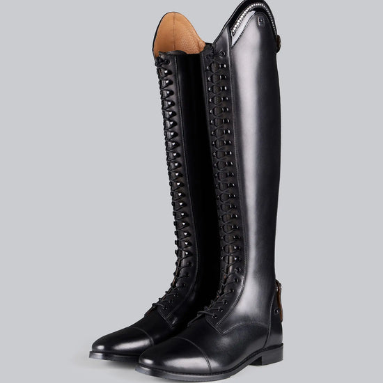 Astra Womens Lace Front Tall Leather Riding Boots Black by Premier Equine Int. Ltd. at  Try A Bit