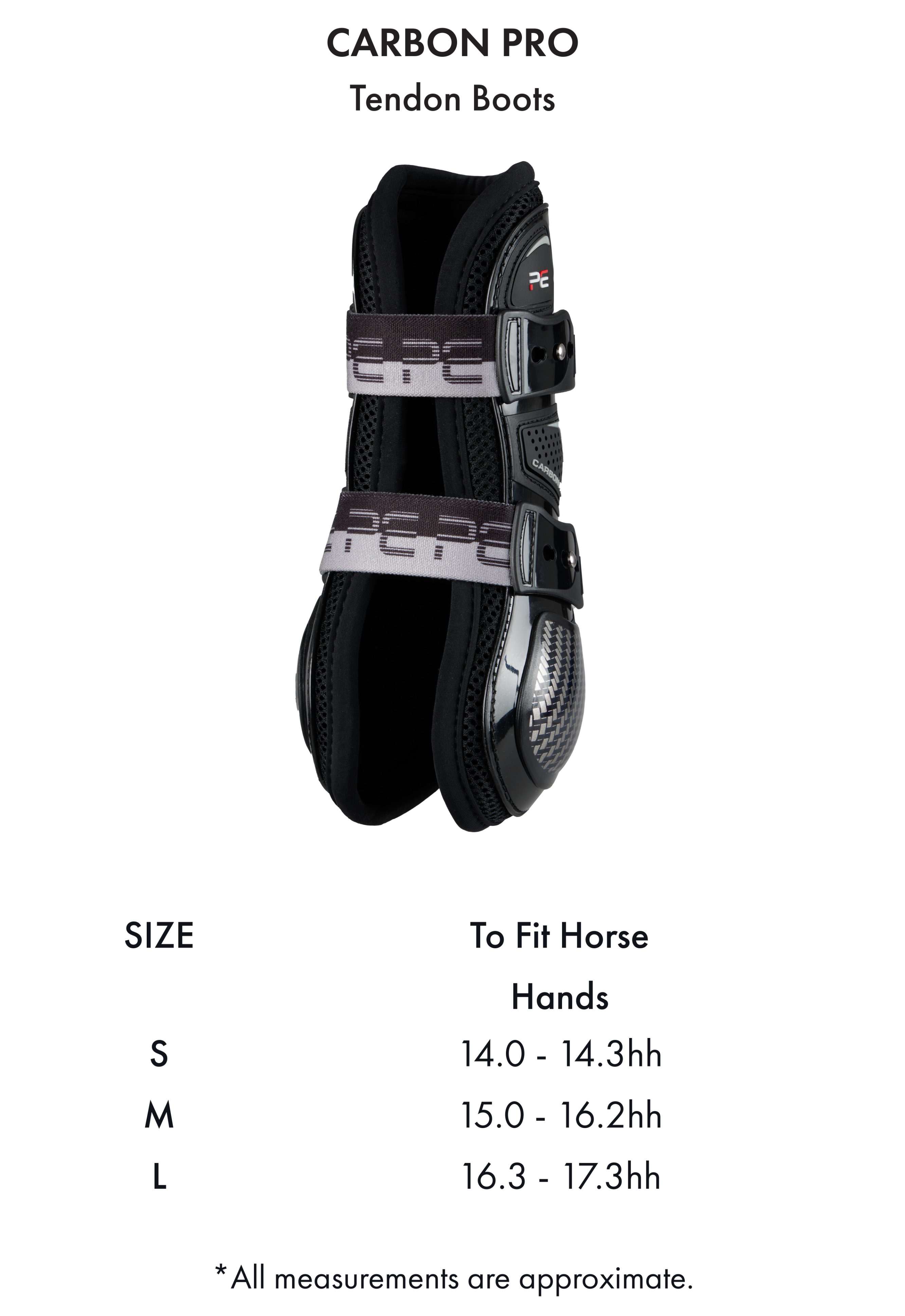 Premier Equine Carbon Pro Techno Wool Tendon Boots – Size chart