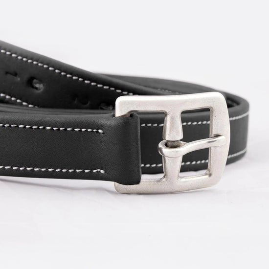 European Aniline Stirrup Leathers Black by Premier Equine Int. Ltd. at  Try A Bit
